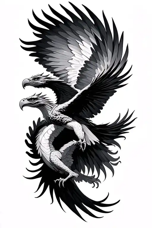 Dragon And Eagle Soaring