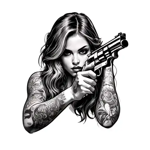 Sexy Girl With Revolver