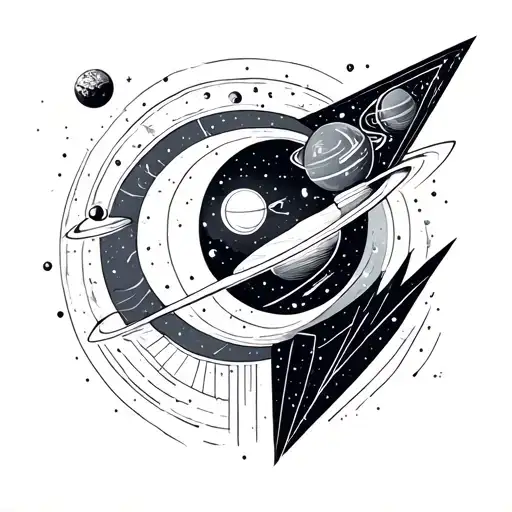 Geometric Pattern With Space Theme Sleeve