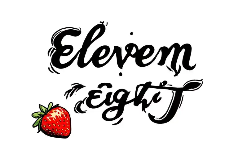 Eleven Eight Written Out With A Tiny Strawberry