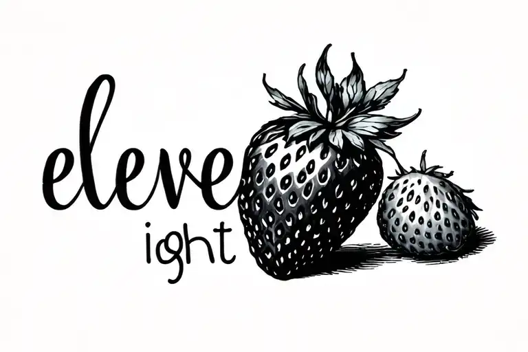Eleven Eight Written Out With A Tiny Strawberry