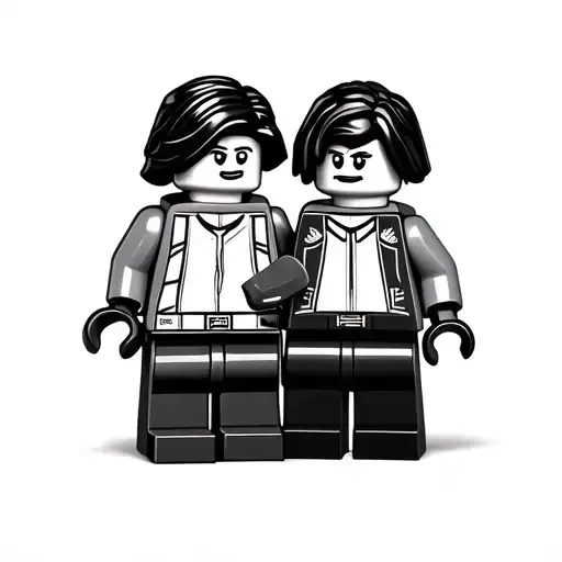Minimalist Lego Couple Tattoo Design