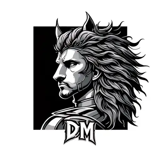 Chess Knight With Shadows And Initials Dm Subtly Incorporated In The Mane