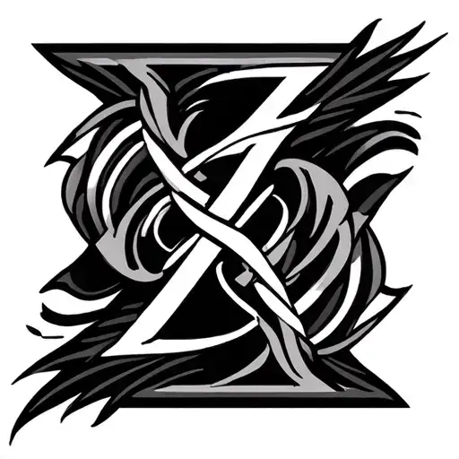 Z And M Tribal Patterns Intertwined