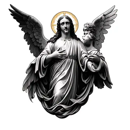 Detailed Catholic Sork With Two Angels