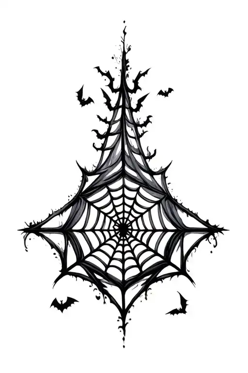 Spiderweb Wicca Bats Flying
