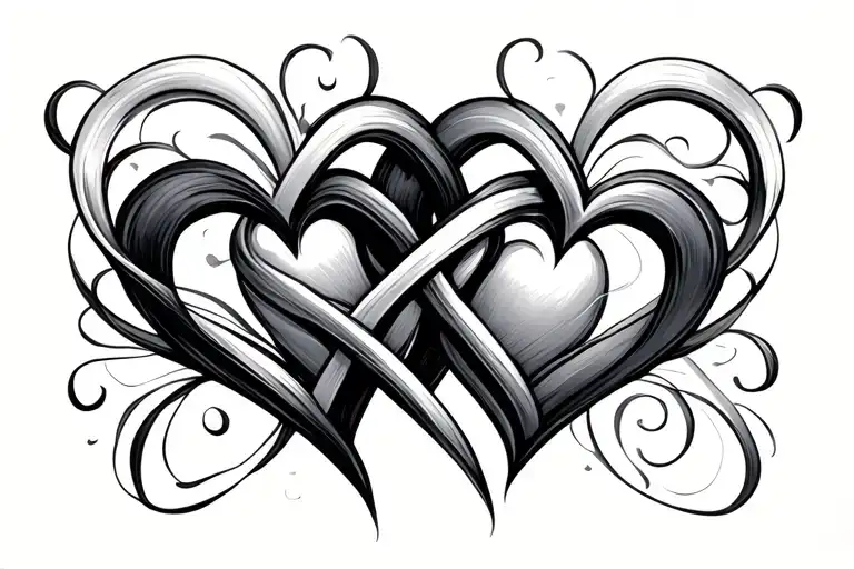 Two Intertwined Hearts Line Infinity Symbol Intertwined