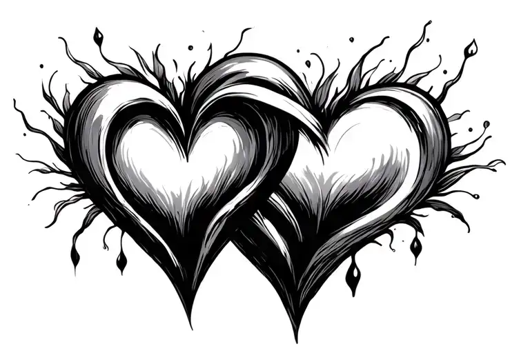 Two Intertwined Hearts Line Drawing