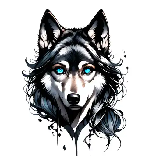 Blue Wolf Eyes Behind Bound Women