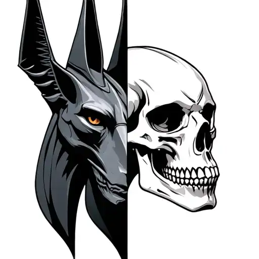 Half Anubis Face And Half Skull