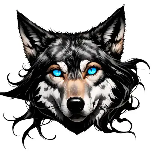 Blue Wolf Eyes Behind Bound Women Full Body