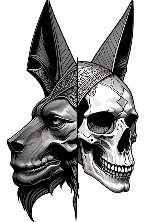 Half Anubis Face And Half Skull