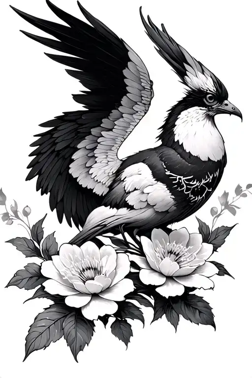 Escaravel With Open Wings With Ornaments Cerezo Flower