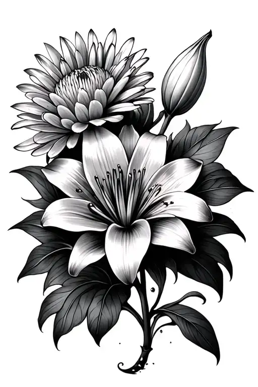 Water Of The Lilly Flower And Chrysanthemum Flower