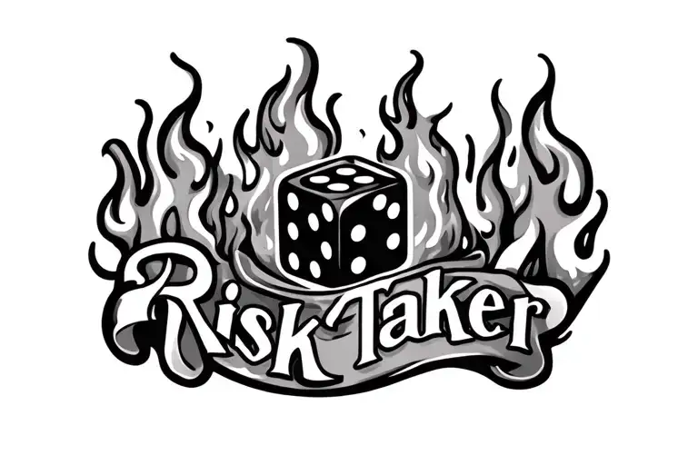 Flames With Dice Inside And Says Risk Taker