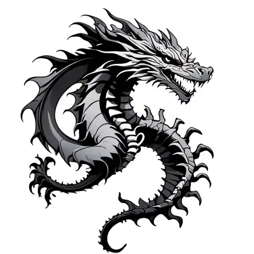 Spine Tattoo With A Dragon