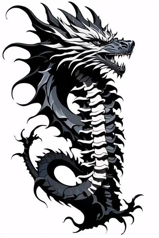 Spine Tattoo With A Dragon