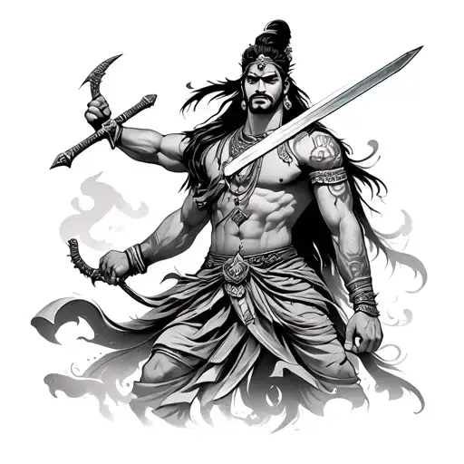 Abhimanyu Warrior Wielding A Sword