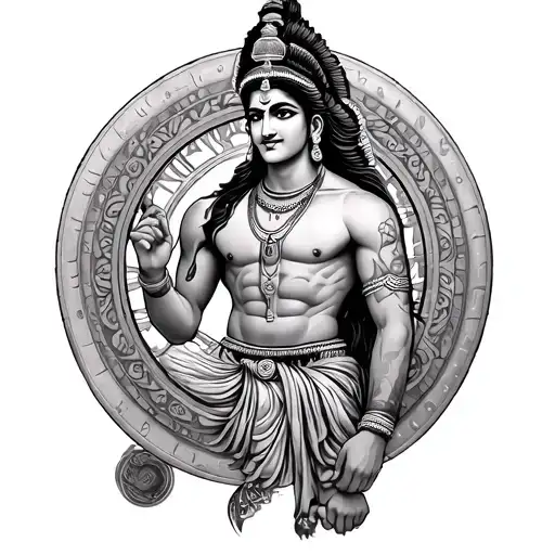 Abhimanyu With Wheel Surrounded