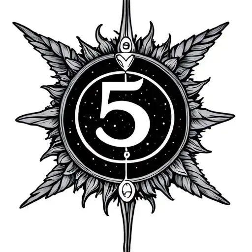 Libra Whit Triskel Symbol And Sun And Number 5