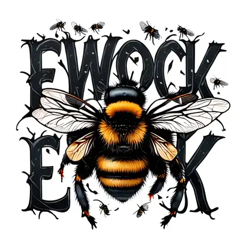 Words Spelling Ewokk With Bumblebees Around