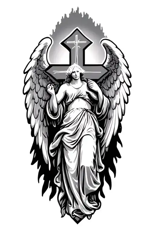 Christian Cross With Angel