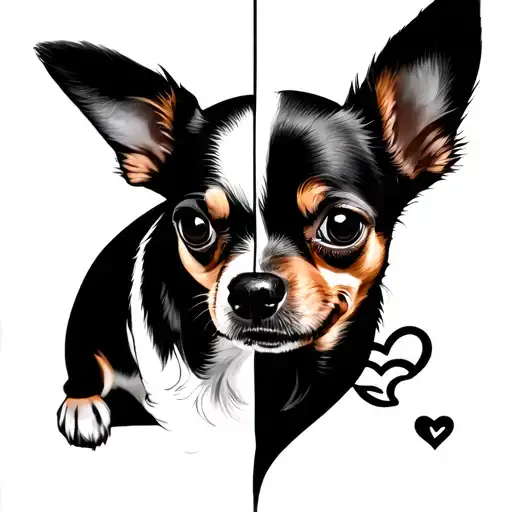 Half Chihuahua Face Half Heart