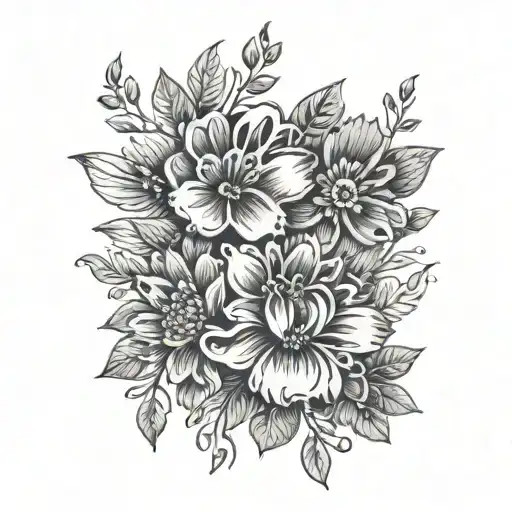 Flowers And Paw Prints Arranged