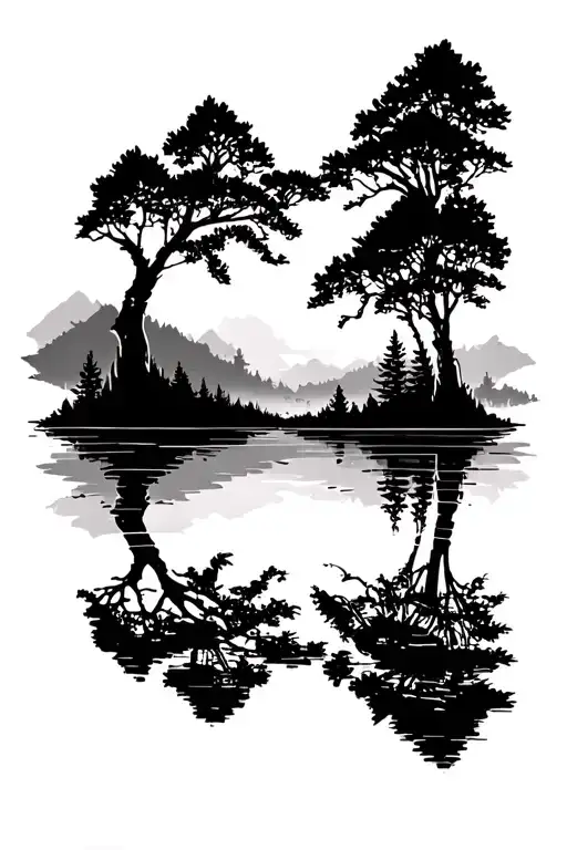 Forest Tattoo Fading Into Palm Trees