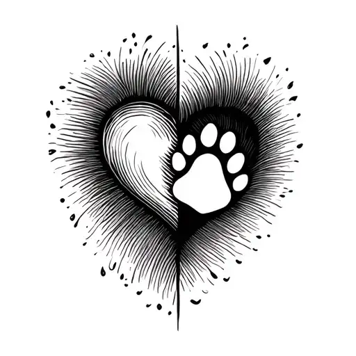 A Heart One Side Fingerprint Other Side Paw Print