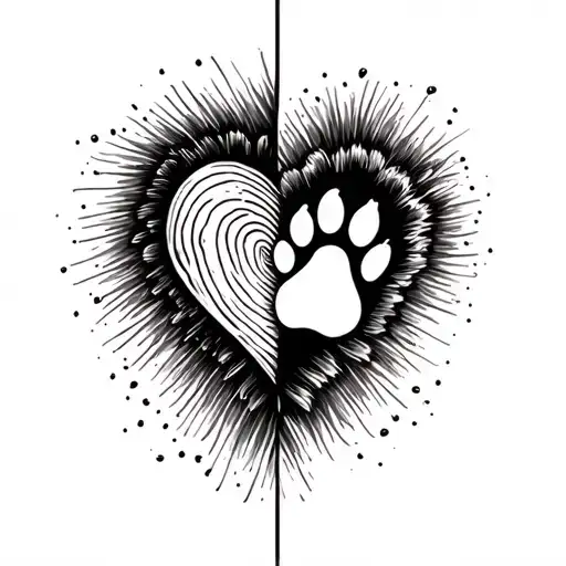 A Heart One Side Fingerprint Other Side Paw Print