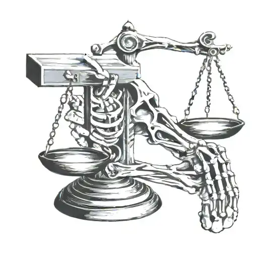 Skeleton Hand Holding A Scale Balanced