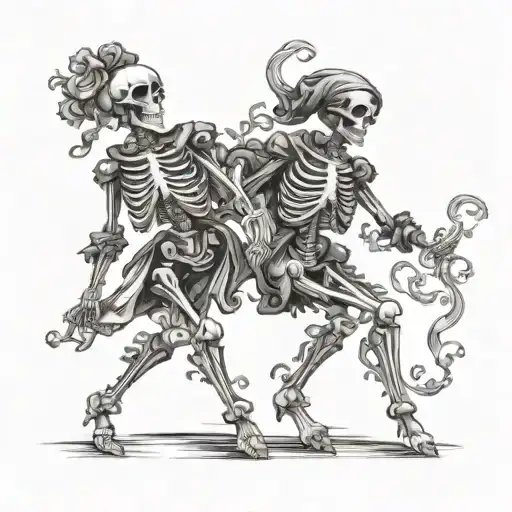 Baroque Skeleton Dancing Figures