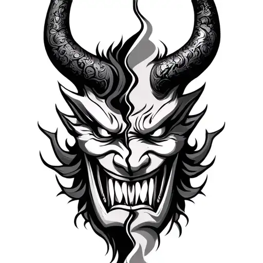 Oni Mask Split In Half