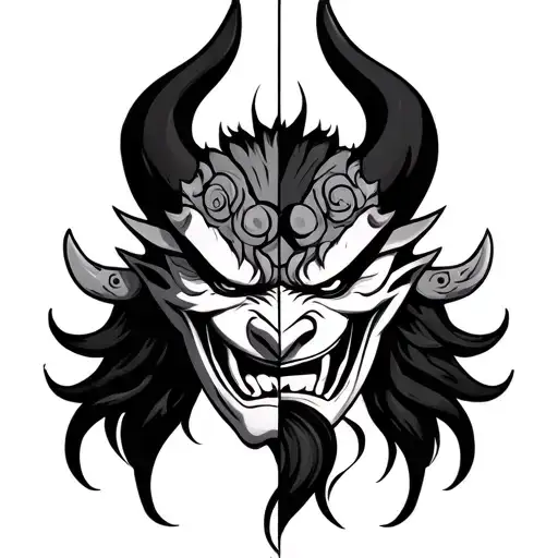 Oni Mask Split In Half