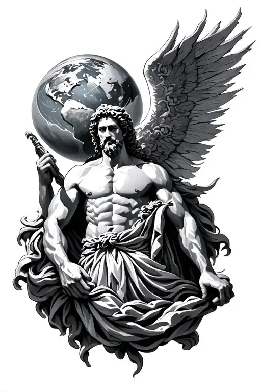 Zeus Who Carries The World On One Hand With A Temple