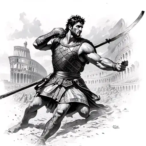 Roman Gladiator Fighting In The Colosseum