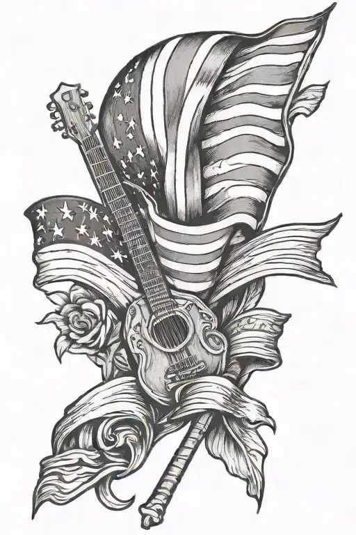 American Flag And Morning Band