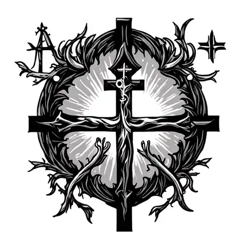 Christogram Surrounded By Christian Symbols