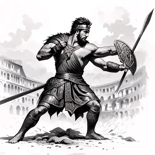 Roman Gladiator Fighting In The Colosseum