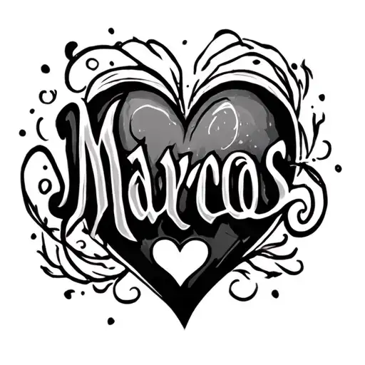 Marcos In Cursive Writing With A Heart At The End