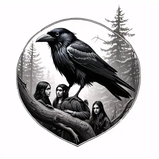 Raven In The Forest With Friends And Is Looking For
