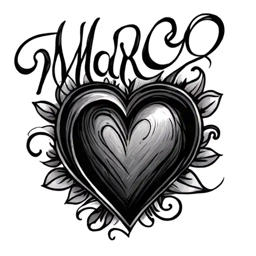 Marcos In Cursive Writing With A Heart Next To It