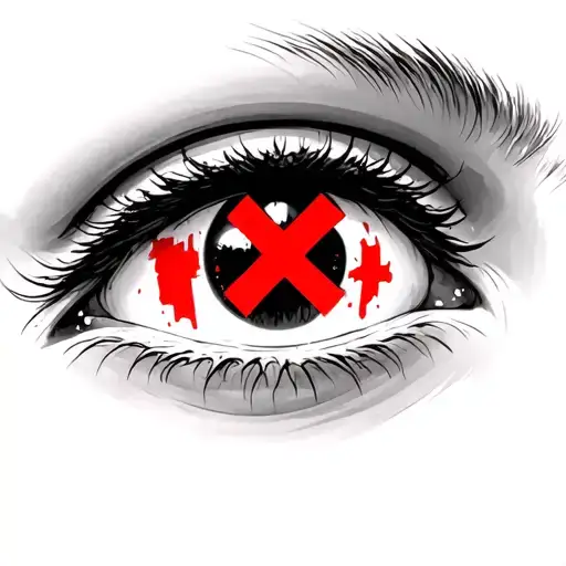Eye With Red Cross Inside Pupil