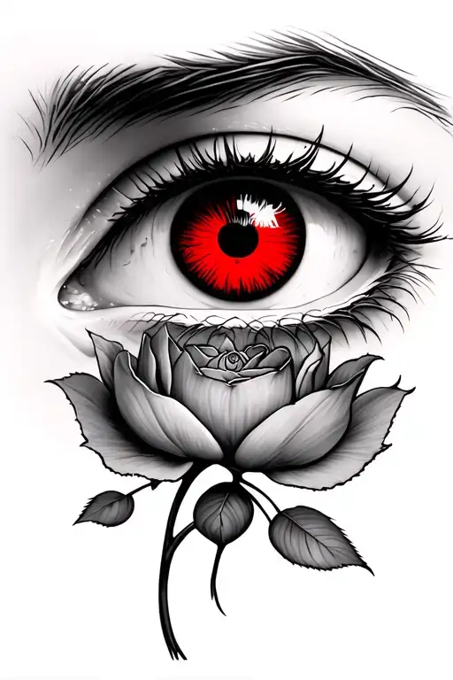 Eye With Red Ros Inside Pupil