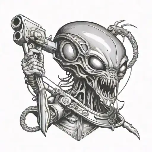 Alien With Metal Detector Comes Out Of Hole