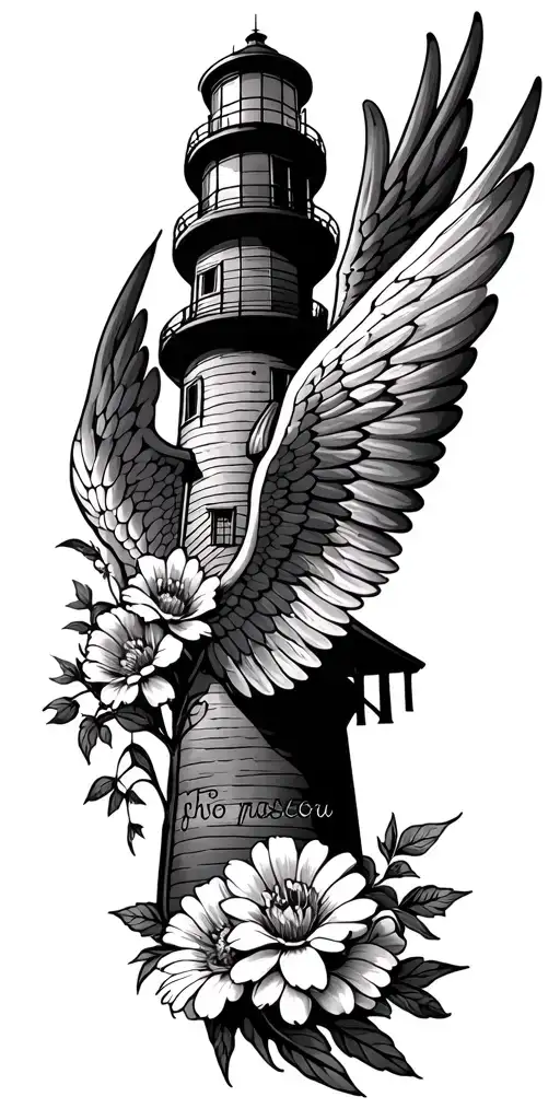 Western Flowers Light House Angle Wings Text For Youn Nephew Who Passed