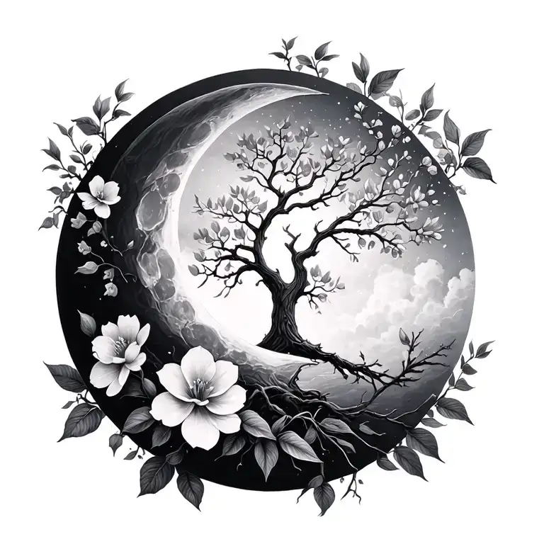 Flowers Moon Tree