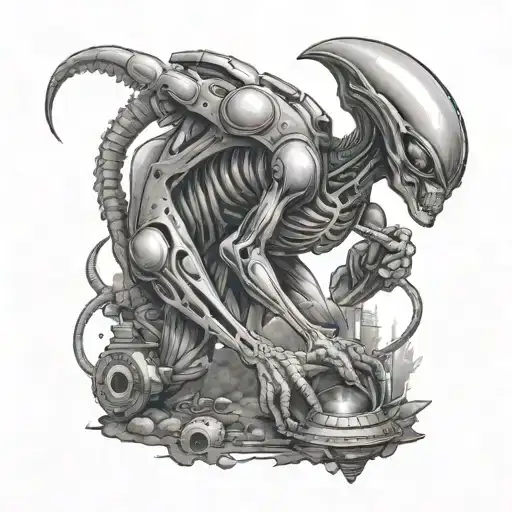 Alien With Metal Detector To Find Objects