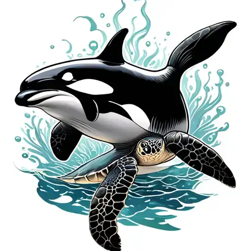 Ying The Orca On Sea Turtle